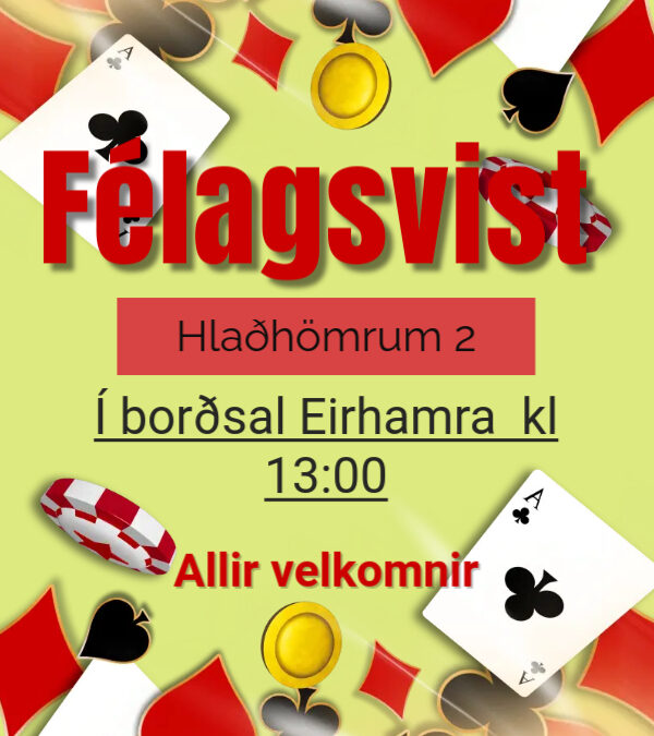 Félagsvist – Hlaðhömrum kl. 13:00