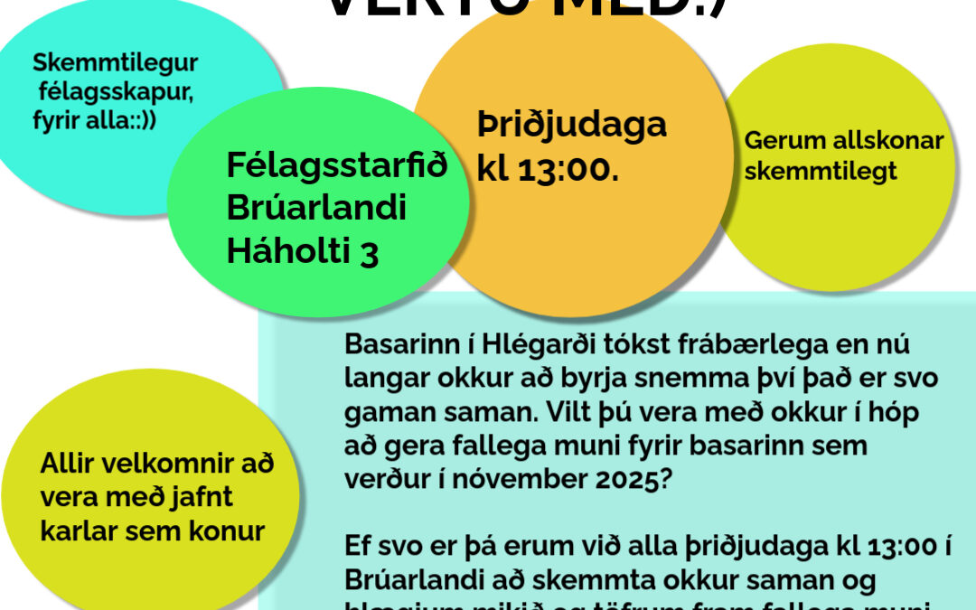 Ljósálfar – Basarhópur á þriðjudögum kl. 13:00