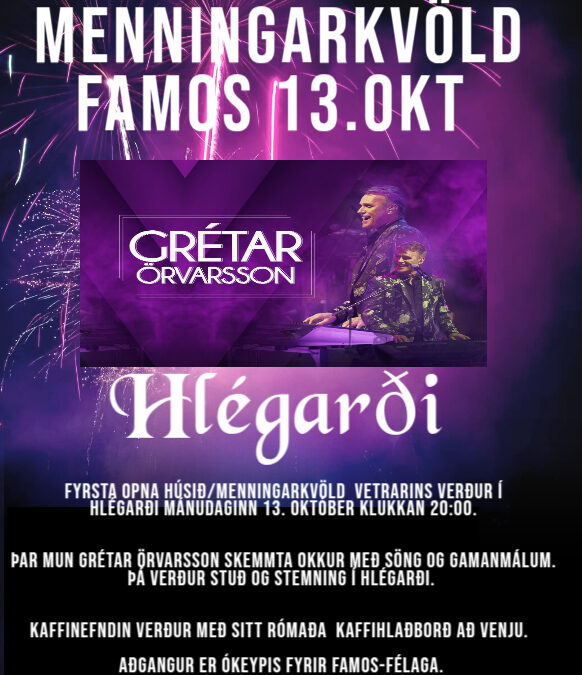 Opið hús – Menningarkvöld 13. október